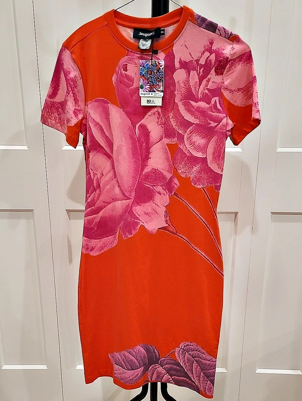 Desigual Floral Mini Dress in Orange & Pink Size XS NWT